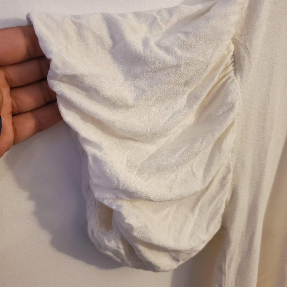Bobeau Solid Bubble Sleeve Tee White Medium - image 5